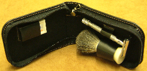 Leather travel shaving set 